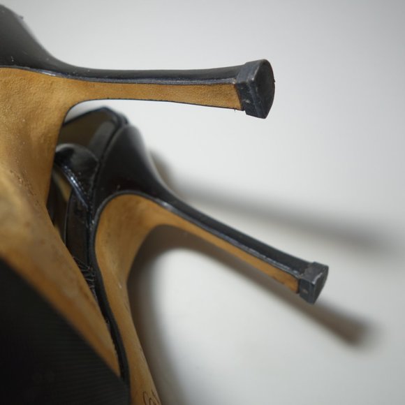Jimmy Choo Black Stiletto Heels With Pointy Toe & Leather Ankle Strap, Sz 38 - Picture 12 of 12